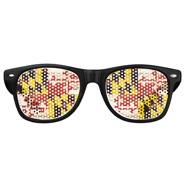 Fête Retro Lunettes de drapeau du Maryland en bois patiné (Devant)