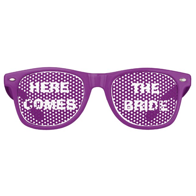 Fête Retro Lunettes d'oeil violet et blanc de la mariée (Devant)