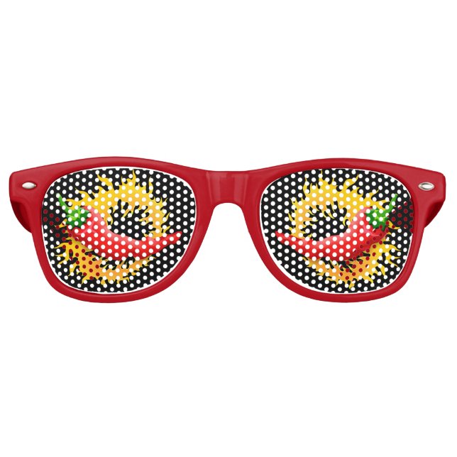 Fête Retro Poivron avec lunettes rétro de flamme (Devant)