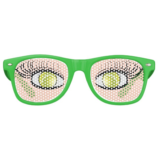 Fête Retro Yeux de balle de tennis Drôle Ventilateur lunettes (Devant)