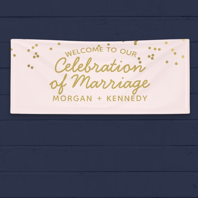 Fête rose de la bannière du Mariage du mariage (Celebrate your vow renewal with this pretty pink celebration banner.)
