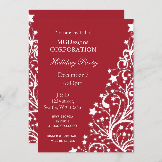 fête rouge Fêtes corporatives Invitations (Devant / Derrière)