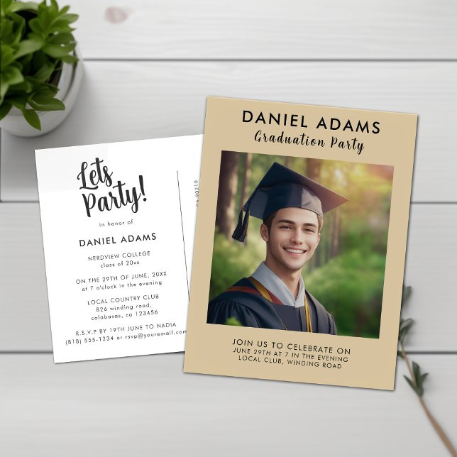 Fête | Simple Script Grad Party Invitation (Créateur téléchargé)
