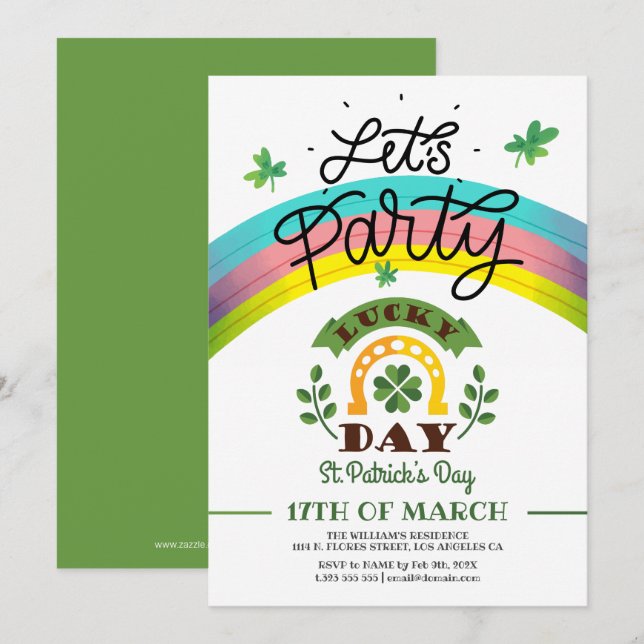 Fête St Patric day Invitation (Devant / Derrière)
