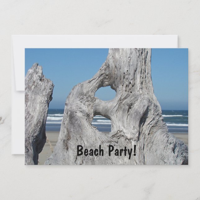 Fête sur la plage ! Cartes d'invitation Bois flott (Devant)
