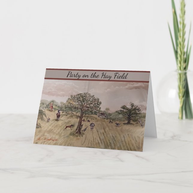 Fête sur le champ de foin Carte de vacances pliée (Devant)