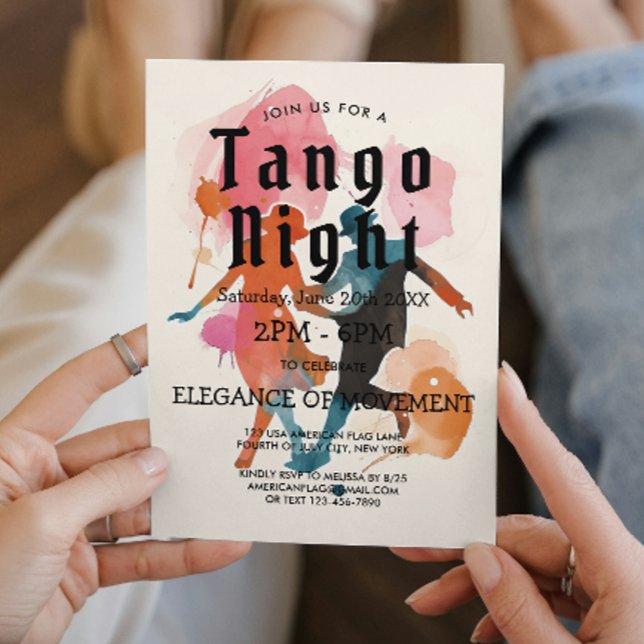 Fête Tango Beige Et Danseurs Tango Invitation (Créateur téléchargé)