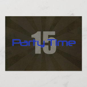 Fête Time Black Grey Boy Invitation 15e anniversai