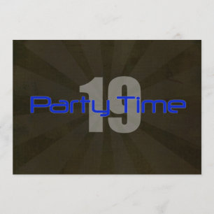 Fête Time Black Grey Boy Invitation 19e anniversai