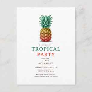 Fête tropicale avec invitation à l'ananas rétro