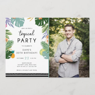 Fête tropicale Luau Aloha Man Invitation d'anniver