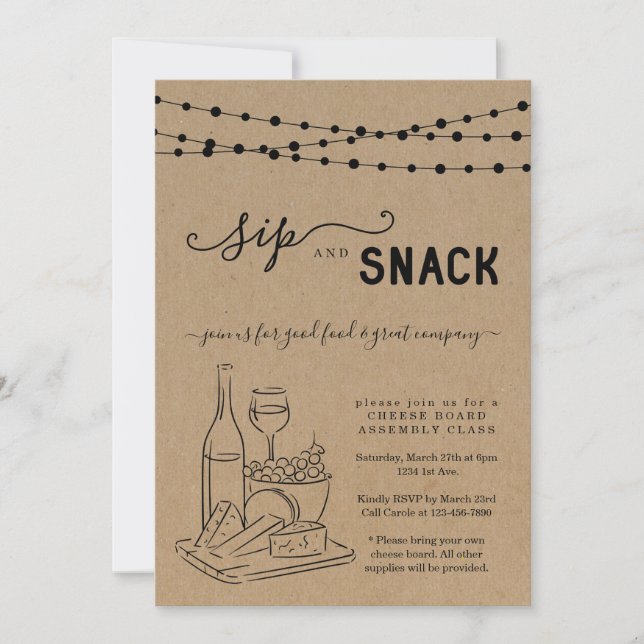 Fête Vin et Fromage, Invitation à siroter et grign (Devant)