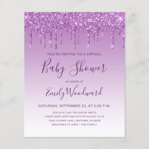Fête Virtuelle de Bébé Paillettes Violettes Budget