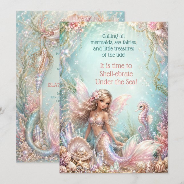 Fêter sous l'océan Anniversaire de filles sirène  (Devant / Derrière)
