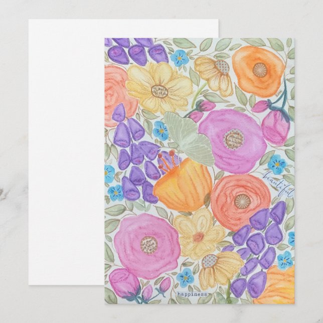 Fêtes Annuelles Cartes de bonheur floral pour toutes occasions (Devant / Derrière)