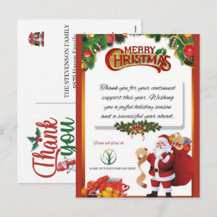 Fêtes Annuelles Cartes de Noël de remerciement pour votre entrepri