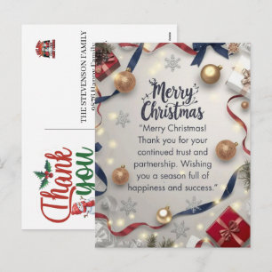 Fêtes Annuelles Cartes de Noël de remerciement pour votre entrepri