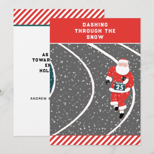 Fêtes Annuelles Cartes de Noël drôles pour coureurs (Devant / Derrière)