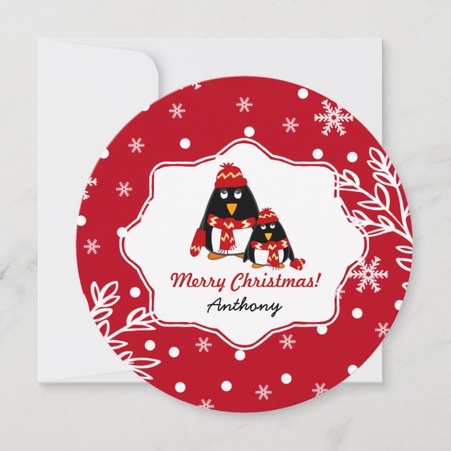 Fêtes Annuelles Cartes de Noël personnalisées pour petits pingouin (Devant)