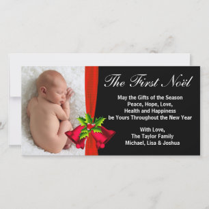 Fêtes Annuelles Cartes de Noël pour bébé avec cloches rouges
