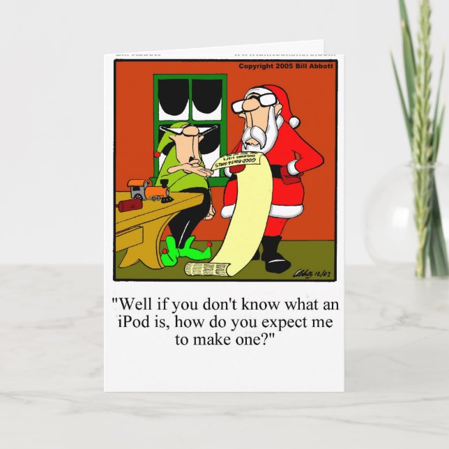 Fêtes Annuelles Cartes de Noël pour Humour d'IPod Père Noël amusan (Devant)