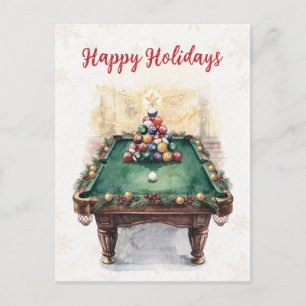 Fêtes Annuelles Cartes de Noël pour joueur de billard de vacances