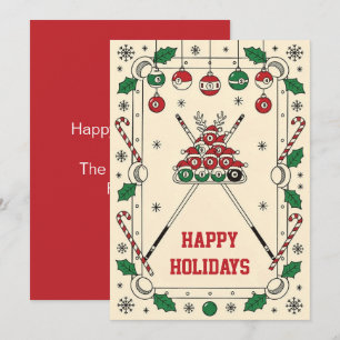 Fêtes Annuelles Cartes de Noël pour joueur de billard de vacances