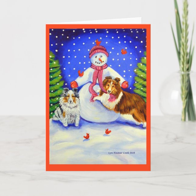 Fêtes Annuelles Cartes de Noël pour le chien de garde Shetland (Devant)