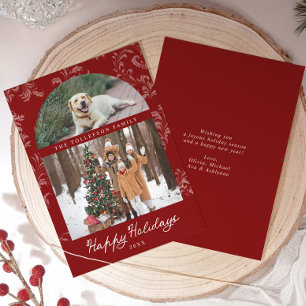 Fêtes Annuelles Cartes de Noël pour photos de famille en arche rou