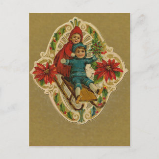 Fêtes Annuelles Cartes de vacances pour traîneau et poinsettias
