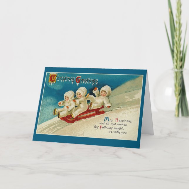 Fêtes Annuelles Cartes de vacances triples mignonnes pour le traîn (Devant)