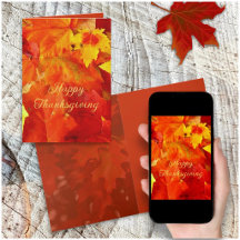 Cartes de vœux avec feuilles orange pour Thanksgiv