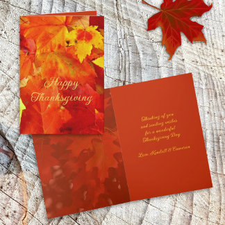 Fêtes Annuelles Cartes de vœux avec feuilles orange pour Thanksgiv