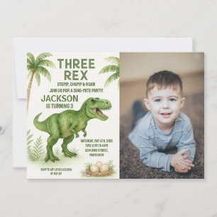 Fêtes Annuelles Cartes Dino Party personnalisables pour enfants
