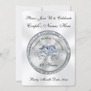 Fêtes Annuelles Cartes d'invitation pour noces de diamant