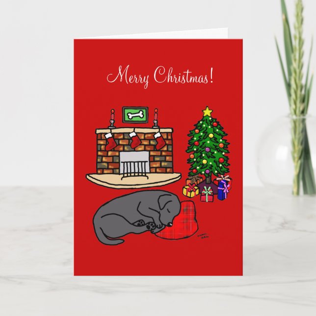 Fêtes Annuelles Cartes noires de Noël pour Retriever Labrador (Devant)