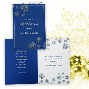 Fêtes Annuelles Pour nous un enfant est né Cartes de Noël chrétien