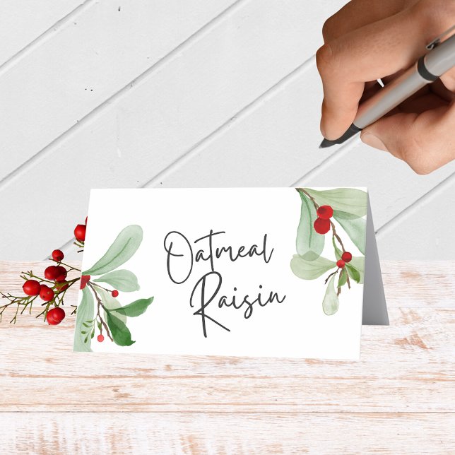 Fêtes Berries Plier nourriture, boisson ou cartes  (Elegant Christmas Folding Label Cards for Food & Drink Labels, Place Cards, Contests and More)