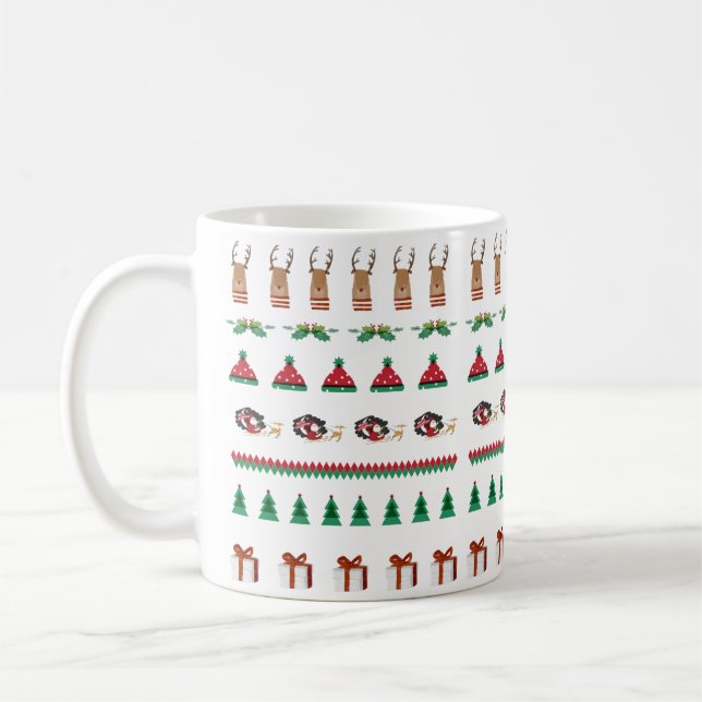 Fêtes de Noël Coupe Rouge Vert Café Mug (Gauche)