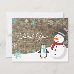 Fêtes de Noël d'hiver Carte de remerciements de ne