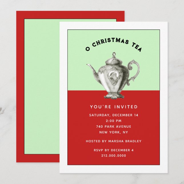Fêtes de Noël Tea Party Invitations (Devant / Derrière)