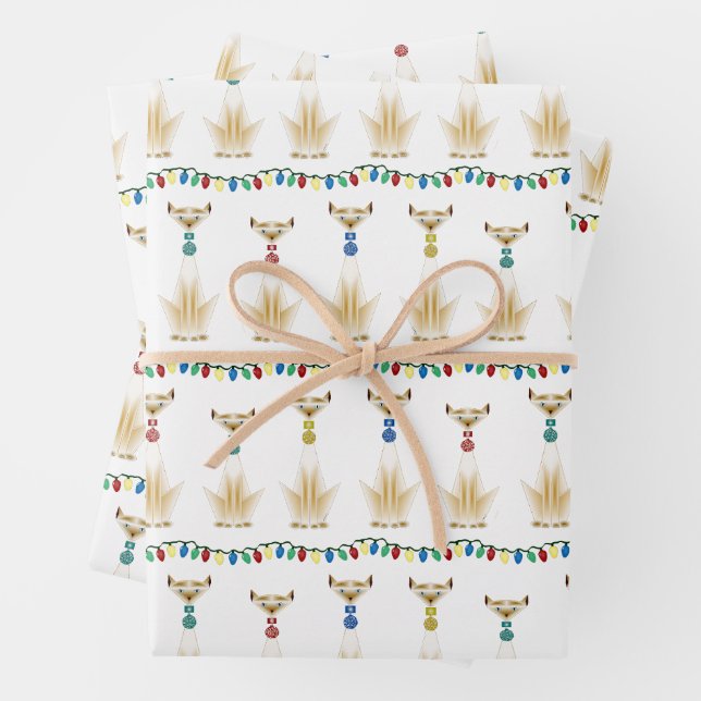 Fêtes Siamese Chats Envelopper des feuilles de pap (En situation)