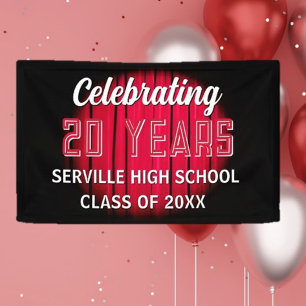 Fêtez 20 ans ! Bannière Réunion classe rouge