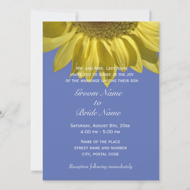 Fêtez avec des tournesols ! Invitations de mariage (Devant)