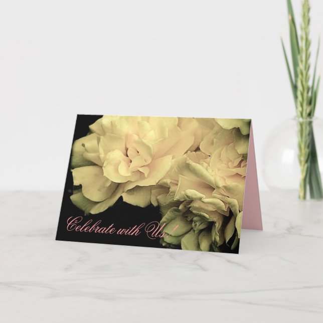 Fêtez avec nous ! Carte d'invitation Rose antique (Devant)