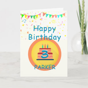 Fêtez ! Carte personnalisée 3e anniversaire