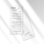 Fêtons la calligraphie moderne Mariage noir Menu<br><div class="desc">Un menu mariage minimaliste et frais. Doté d'une calligraphie moderne et d'une typographie serif élégante, il offre un look chic. . Ce design en noir et blanc est parfait pour un élégant, été, automne, club de campagne printanier ou mariage extérieur. Si vous avez besoin d'aide ou si vous avez des...</div>