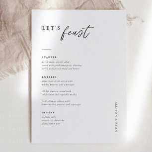 Fêtons les cartes de menu minimalistes Mariages
