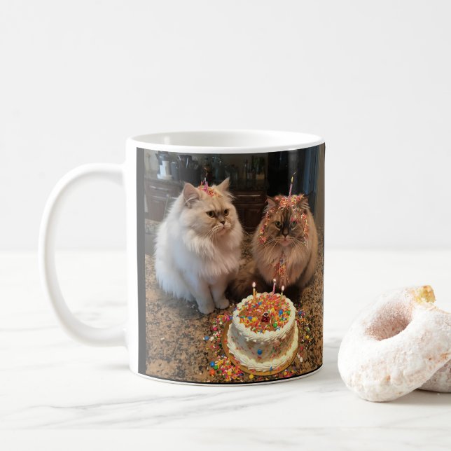 Fêtons notre chat Mug d’anniversaire avec un migno (Avec donut)