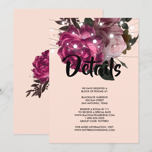 feu à cordes Fleur Bourgogne Invitation (Devant / Derrière)